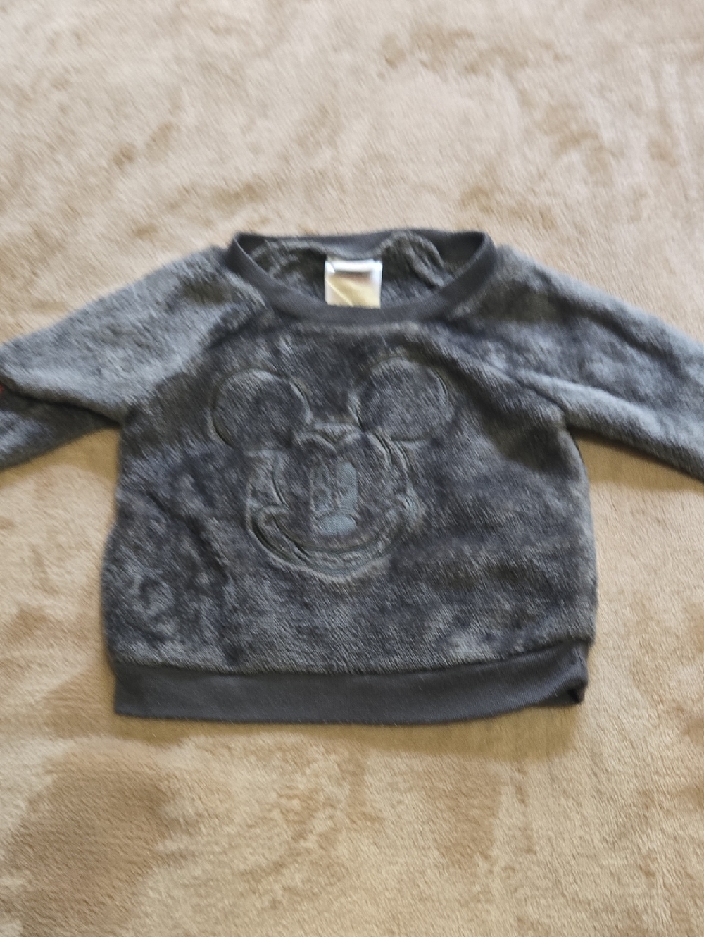 Disney Kids Dark Gray Fuzzy Mickey Mouse Sweatshirt